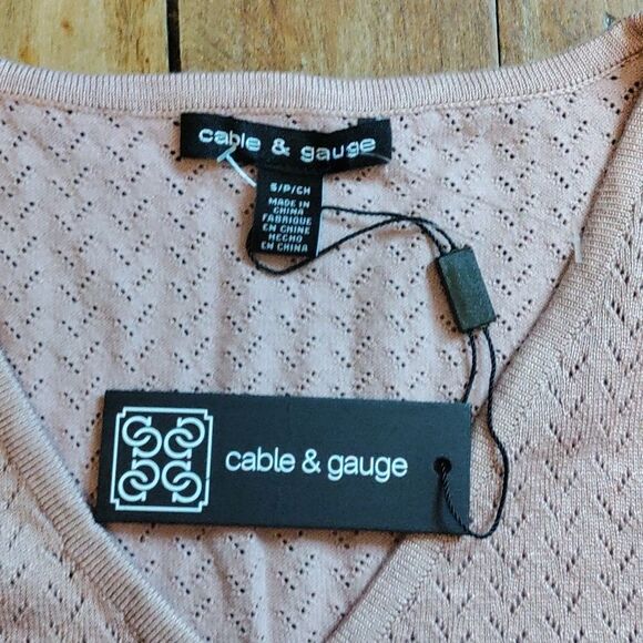 Cable & Gauge Sweater Small Blush Pink New Cardigan Neutral Boho Easter Spring - Picture 3 of 8